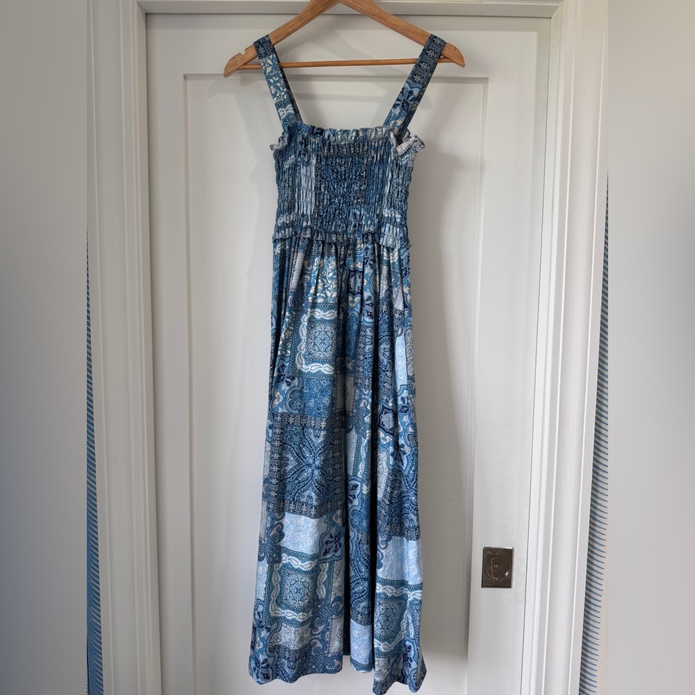 Blue Patterned Maxi Dress